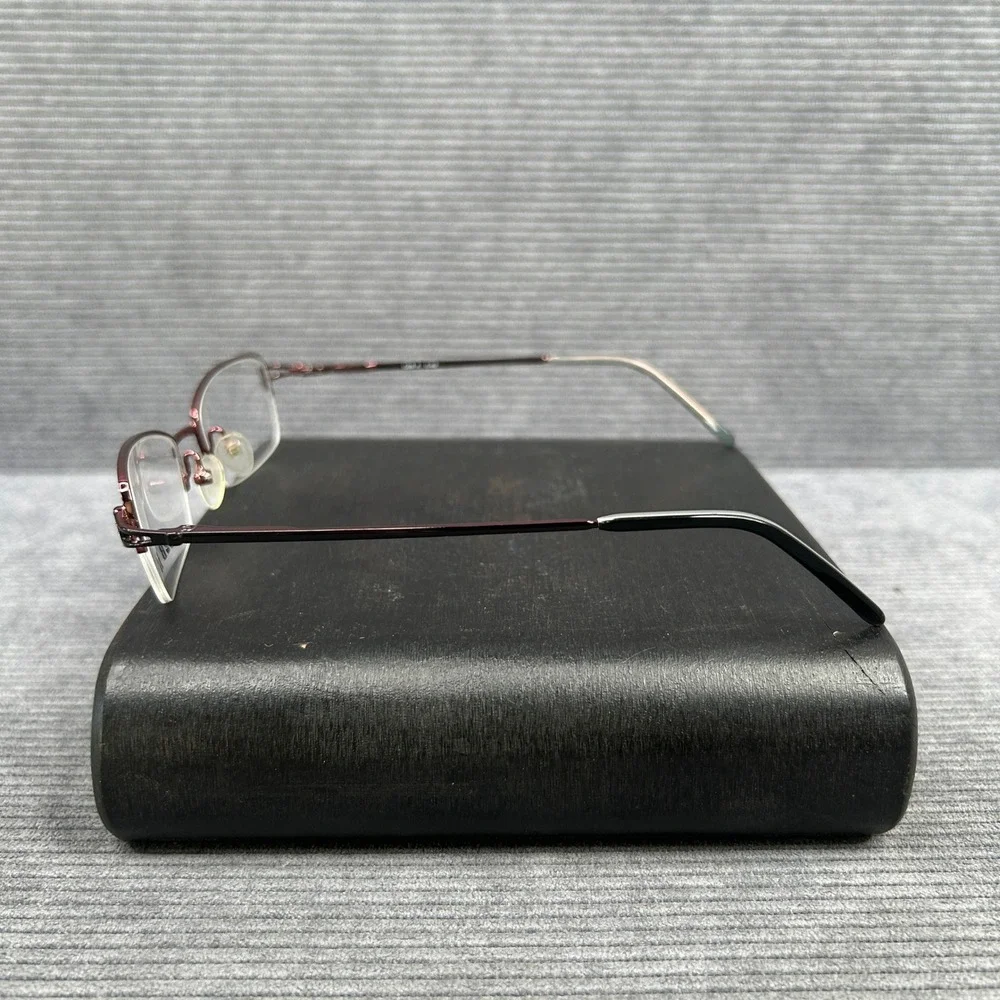 O2B it 9003 Burgundy Semi Rimless Rectangular Y2k Eyeglass Frames on Rhinestone